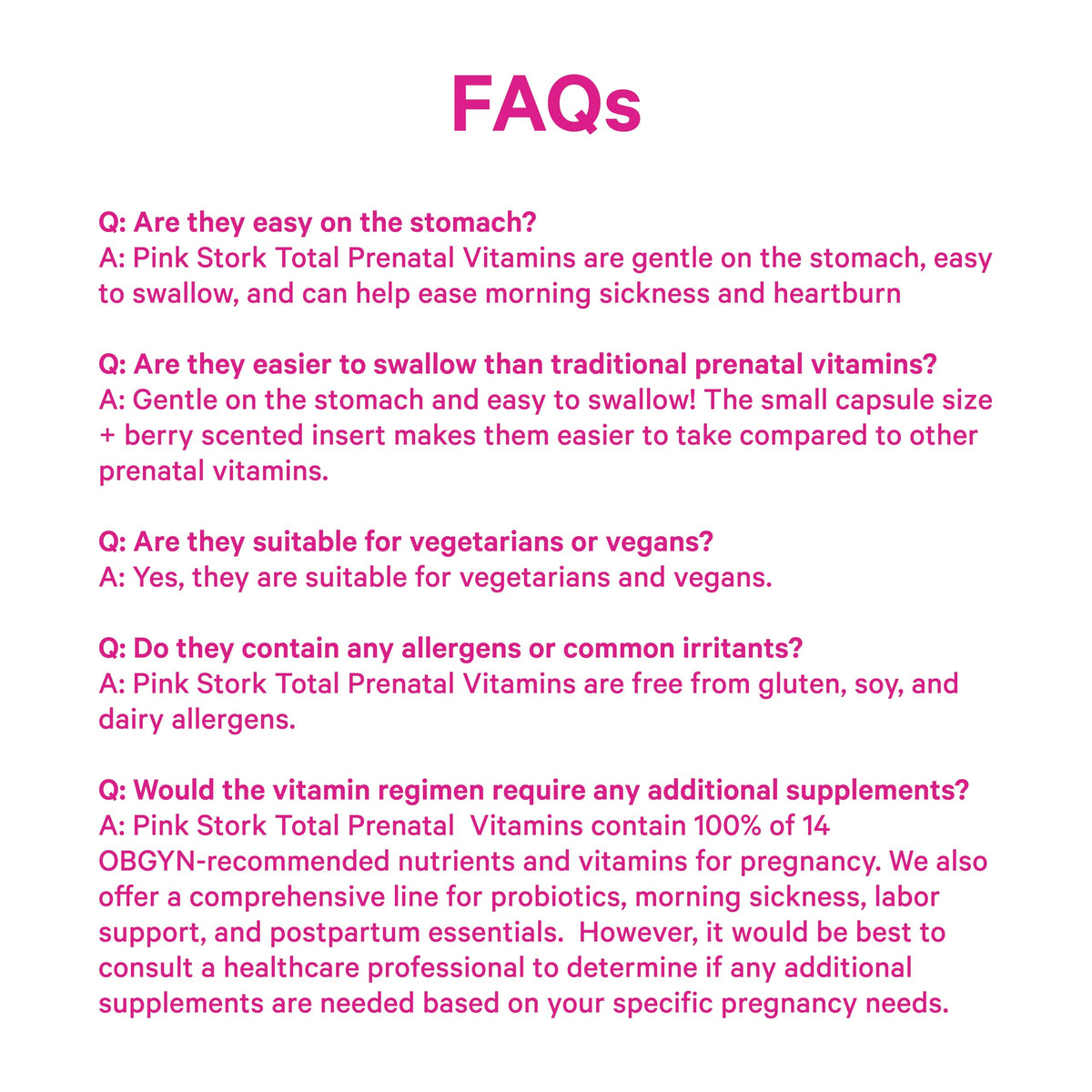 Pink Stork Total Prenatal Vitamins, No Fishy Burps, 60 Capsules, Berry | Clean Label Award, Support Fetal Development, Vegan DHA, Methylfolate, Iron, Choline, Vitamin B12, Pregnancy Essentials,