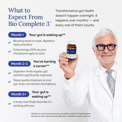 Gundry MD Bio Complete 3, 3-in-1 Probiotics, Pre & Postbiotics, 30 Servings | Certified Gluten Free, Certified Vegetarian, Supports Better Digestion, Bowel Movements & Energy, Keto Friendly, Sugar Free