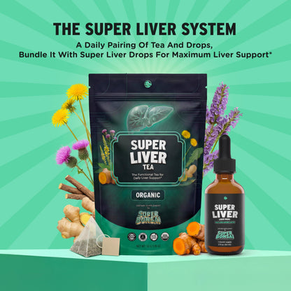 SuperBonsai Organic Liver Detox Tea – Dandelion Root & Milk Thistle Herbal Tea for Liver Support, Digestive Detox & Cleanse – Turmeric, Ginger & Nettle Botanical Blend