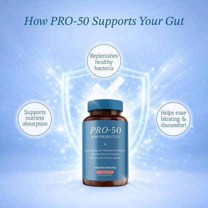Vitamin Bounty Pro-50 Probiotic 50 Billion CFU - 13 Strain Supplement for Men & Women + Prebiotics - Digestive Health & Gut Support - Lactobacillus & Bifidobacterium - Delayed Release Capsules, 2 Pack