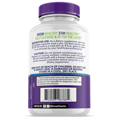 grow vitamin Liver Cleanse Detox Capsules w/Unique Blend of Milk Thistle, Artichoke & Dandelion Extract - Liver Supplement Includes
