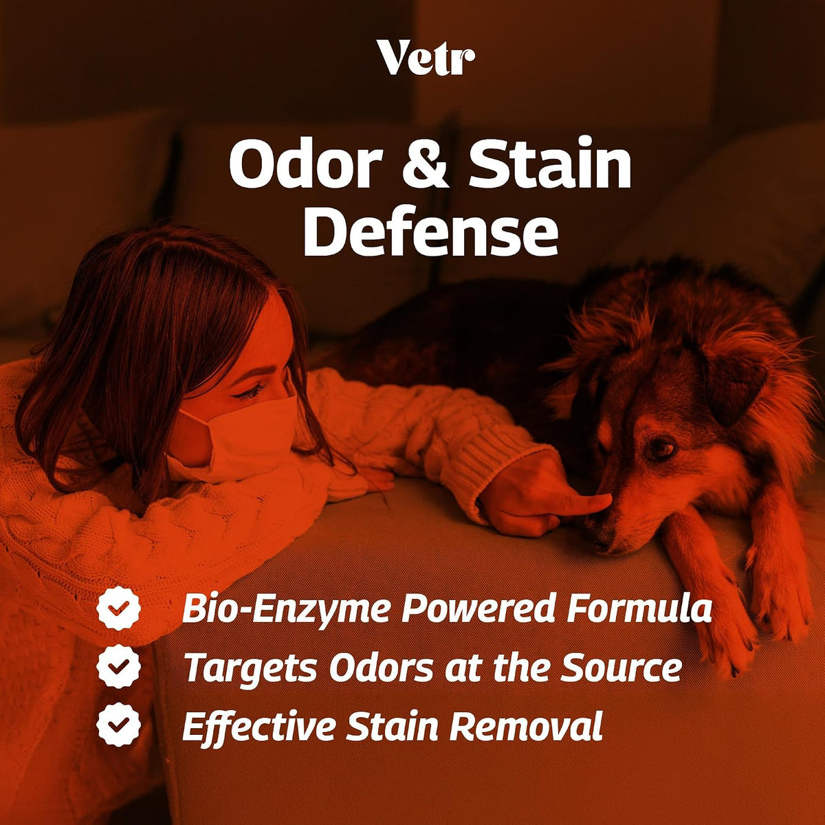 vetr Pet Odor & Stain Blaster - Enzyme Pet Stain & Odor Removal Spray - 32 oz Bottle for Carpet, Upholstery & Floors - Rid of Dog & Cat Urine, Vomit & Messes