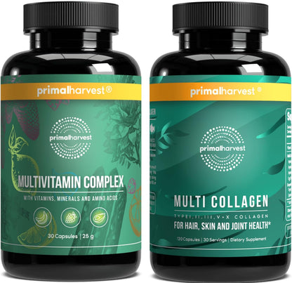 Primal Harvest Primal Mind Fuel & Multivitamin Supplements for Women and Men Multi Vitamin Capsules and Mind Fuel Pills Bundle