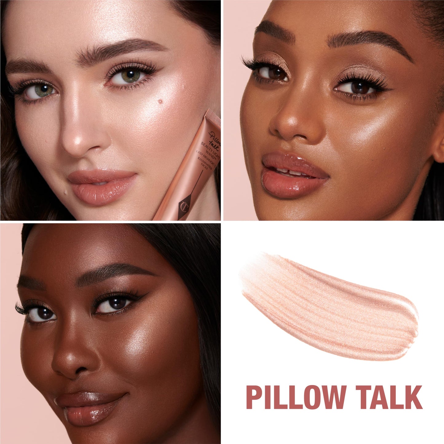 Charlotte Tilbury Pillow Talk Beauty Light Wand Liquid Highlighter Makeup - Soft-Focus Nude-Pink Highlighter & Blush for Cheeks - Pearlescent, Weightless Radiant Finish - Pillow Talk Original