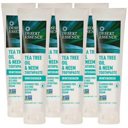Desert Essence Tea Tree Oil Mint Toothpaste, Fluoride Free, 6.25 oz