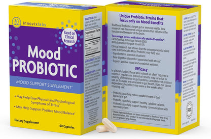 InnovixLabs Mood Probiotic & Triple Omega Bundle Mood Probiotic (60 Capsules) Triple Strength Omega-3 Fish Oil (200 Softgel). Supports Brain, Joints and Immune Health*