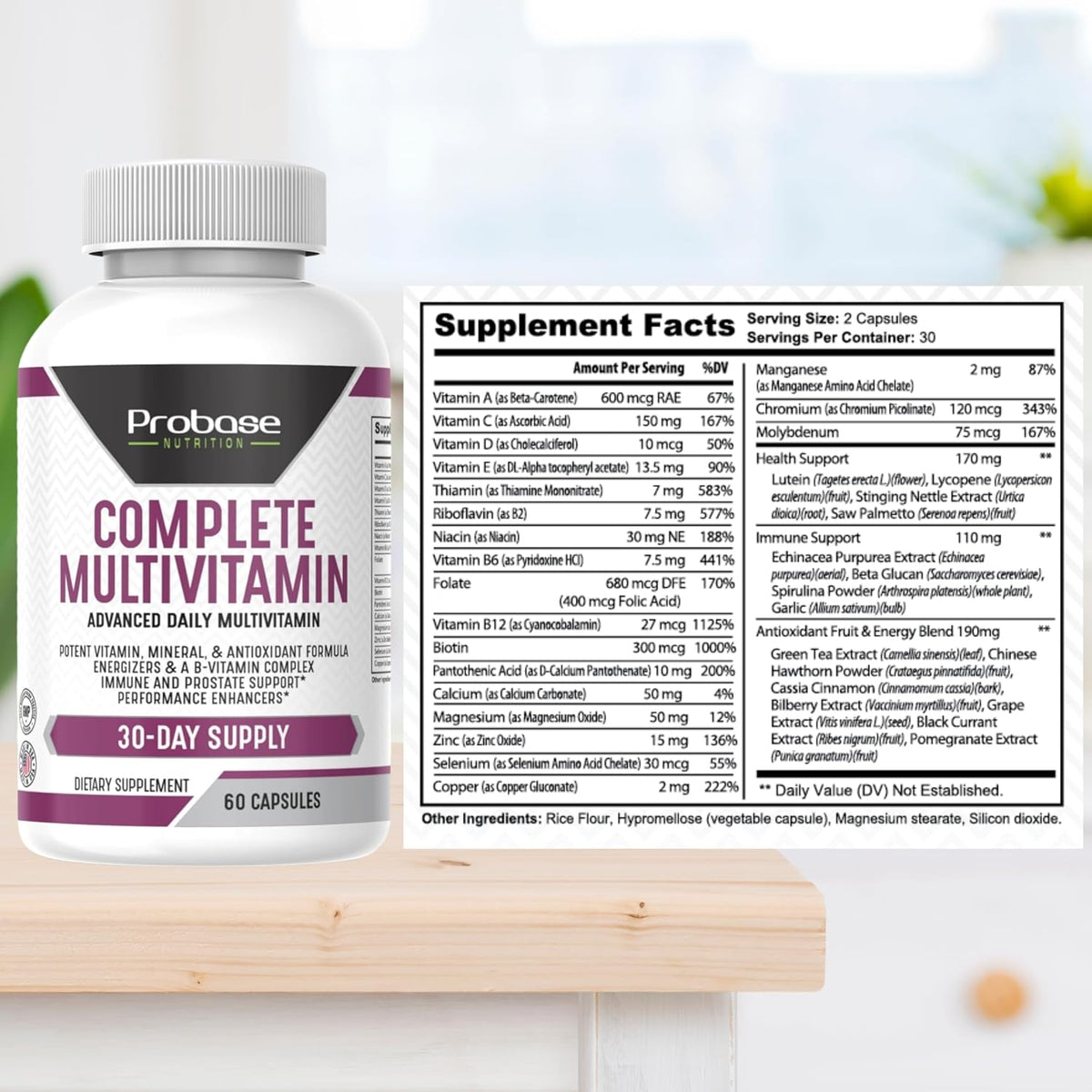 Probase Nutrition Complete Multivitamin 60 Capsules 30-Day Supply