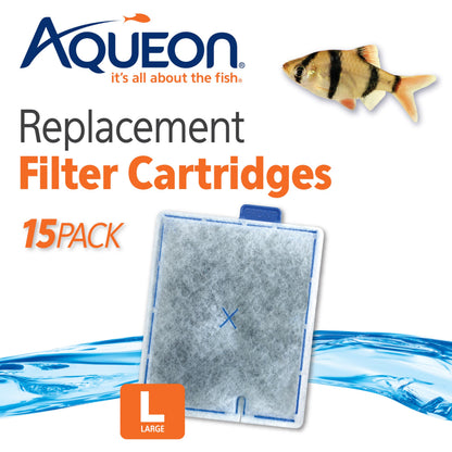 Aqueon Aquarium Fish Tank Replacement Filter Cartridges, Large - 3 Pack | Fish tank filter cartridge with activated carbon, rinse-install tab, change every 4 weeks, fits canister filter 200-400