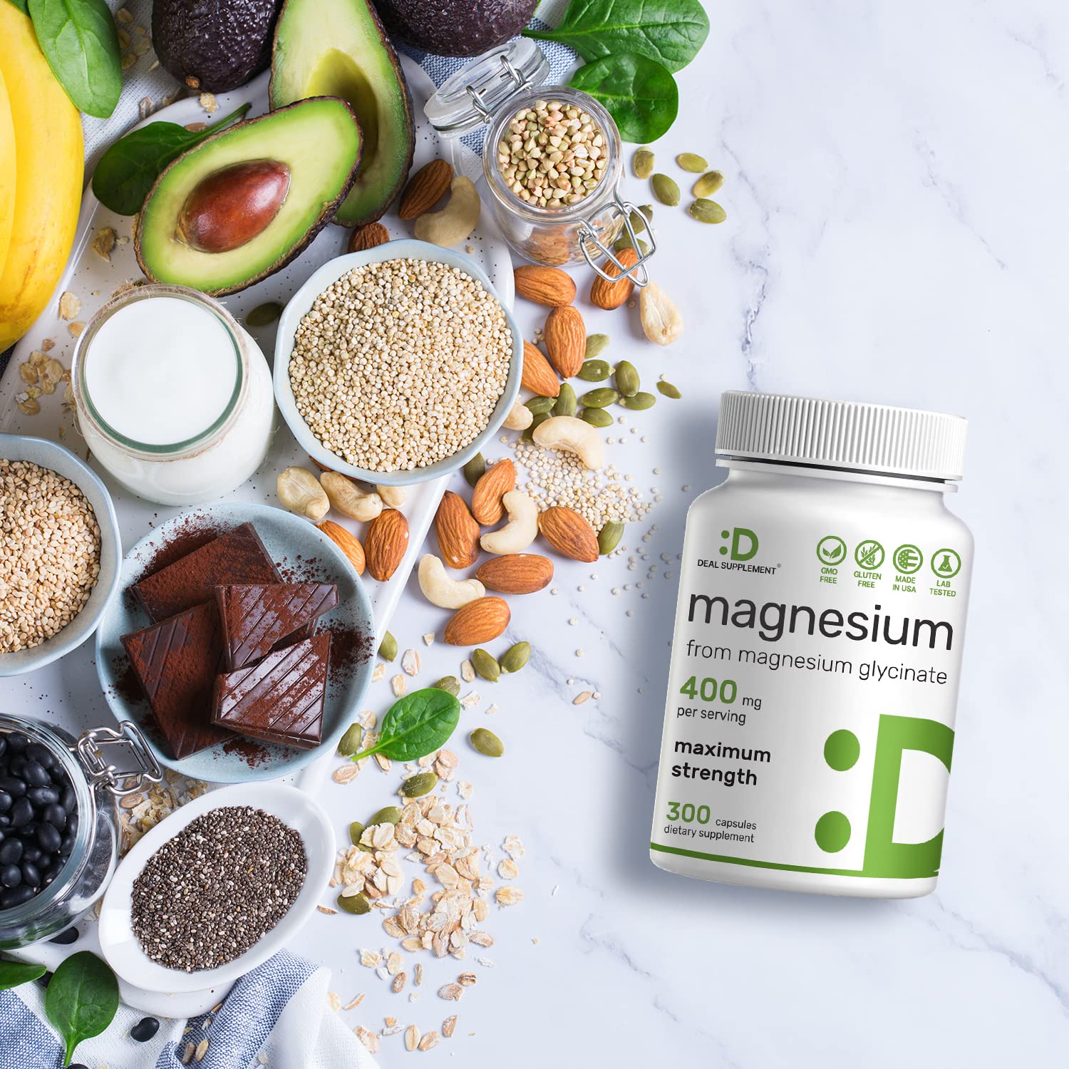 Magnesium Glycinate 400mg, 300 Capsules | 100% Chelated for Easy Absorption | Essential Mineral Supplement for Muscle, Sleep, & Heart Health* DEAL SUPPLEMENTBuy Supplements Australia