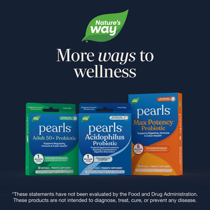 Nature's Way Probiotic Pearls Acidophilus, Supports Digestive Balance & Gut Health*, Reduces Occasional Constipation and Bloating*, 1 Billion CFU, No Refrigeration Required, 90 Softgels