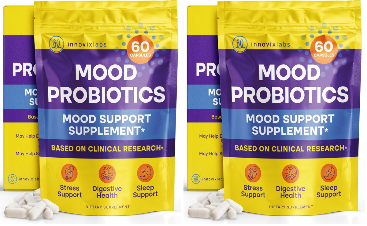 InnovixLabs Mood Probiotic for Women & Men, Clinically Studied Digestive & Mood Support Supplement, Lactobacillus helveticus Rosell-52ND & Bifidobacterium longum Rosell-175, 60 Capsules