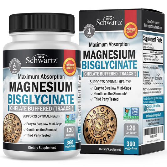 Magnesium Bisglycinate Chelated Supplement - High Absorption Magnesium Glycinate Supplement for Women and Men - Sleep, Muscle, Bone & Joint Support
