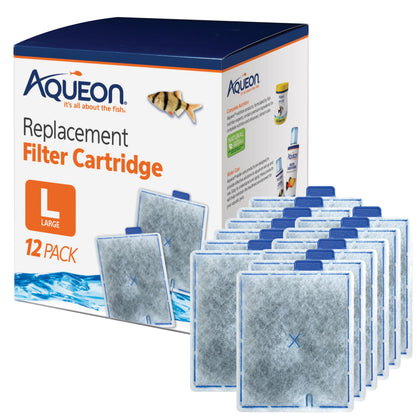 Aqueon Aquarium Fish Tank Replacement Filter Cartridges, Large - 3 Pack | Fish tank filter cartridge with activated carbon, rinse-install tab, change every 4 weeks, fits canister filter 200-400