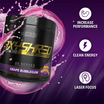 EHP Labs OxyShred Hardcore Super Dosed Pre Workout Powder - Preworkout Powder with L Glutamine & Acetyl L Carnitine, Energy Boost Drink - 275mg of Caffeine - Watermelon Candy, 40 Servings