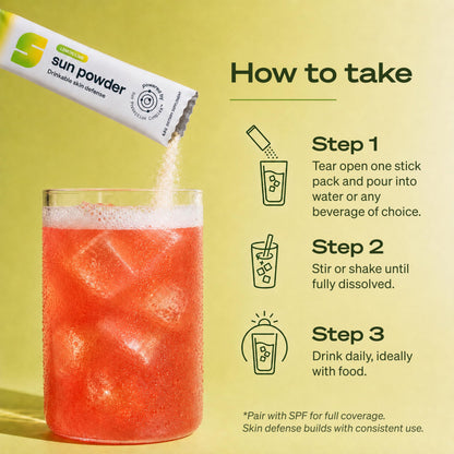 Sun Powder, First 3-in-1 Drinkable Skincare, by World-Class Dermatologist & Skin Surgeon, Regenerative Formula, Nicotinamide, Collagen Peptides, Astaxanthin,