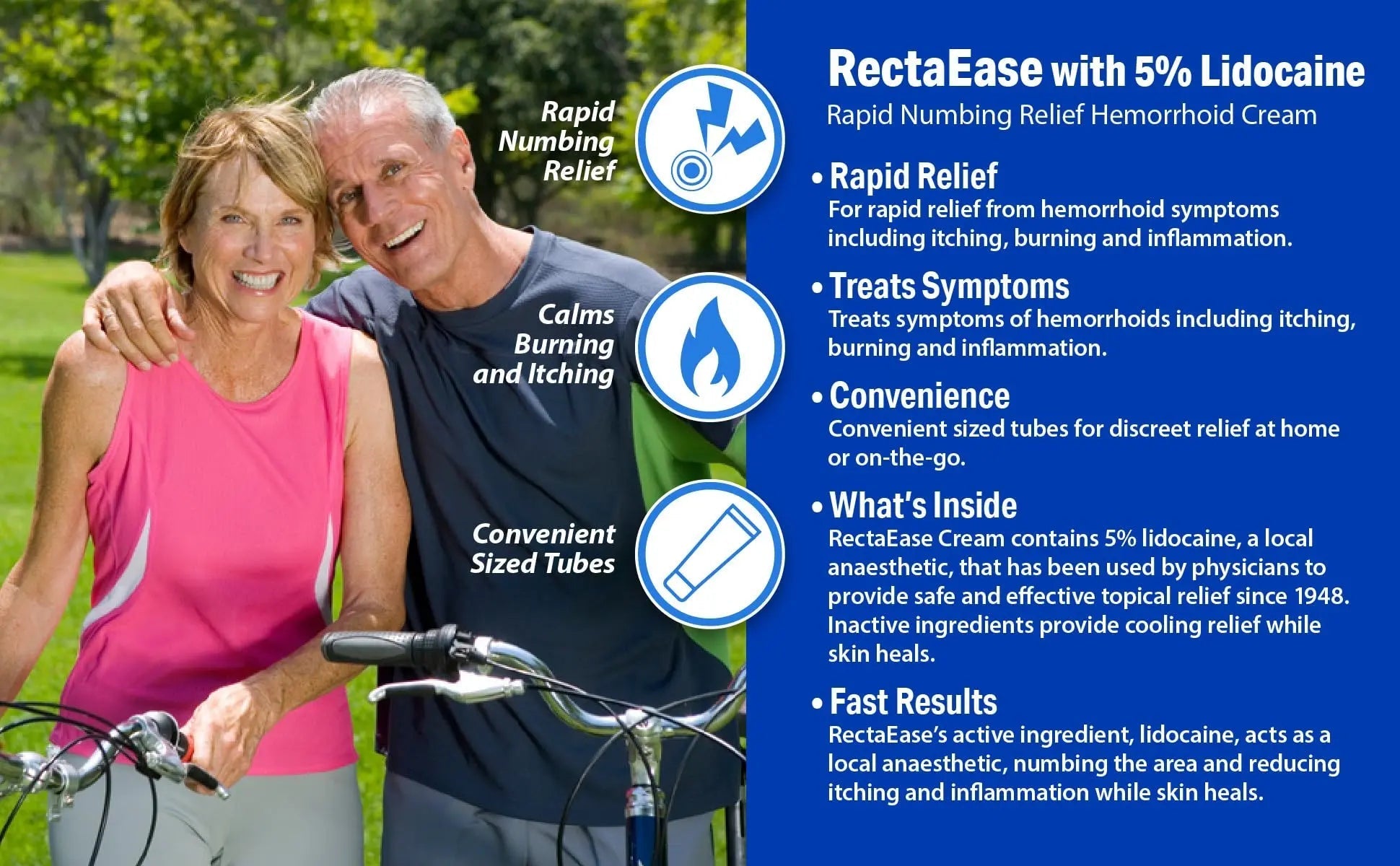 RectaEase 5% Lidocaine Hemorrhoid Topical Relief Cream, Rapid Numbing for Itching & Burning, Extra Strength Anorectal Treatment for Sensitive Areas, Advanced Formula for Fast Soothing Care, 1 oz Tube RectaEaseBuy Supplements Australia