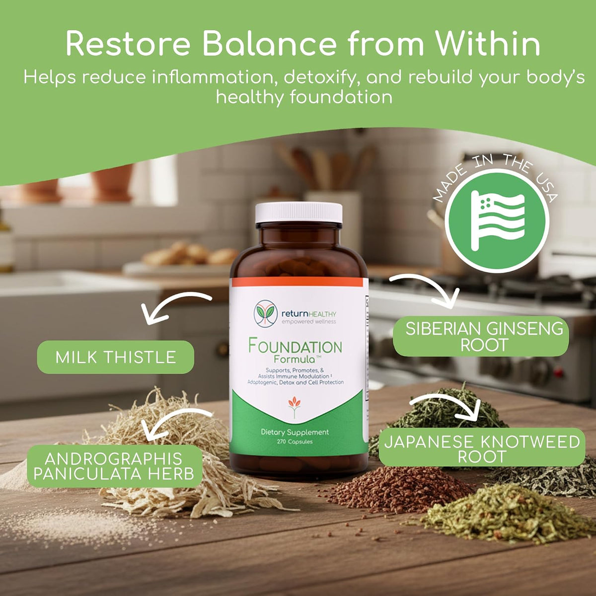 Foundation Formula | Tick Immune Support Supplement | with Japanese Knotweed Root, Cat's Claw, Milk Thistle | Resveratrol Supplement | Non-GMO, All-Natural & Vegetarian, 3 Packs