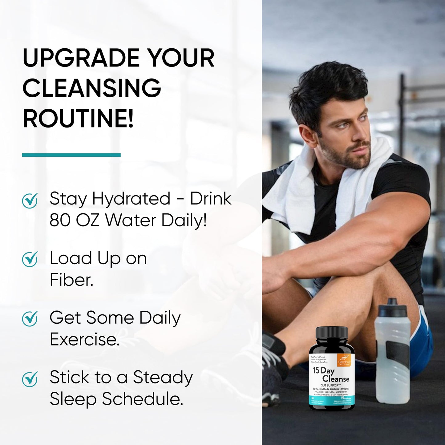 Sandhu's 15 Day Gut Cleanse Colon Detox for Women & Men| Supports Colon Cleansing & Digestive Health| Senna, Cascara Sagrada, Psyllium Husk & Probiotics
