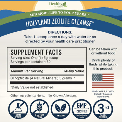 Healthy by Nature Full Body Zeolite Detox Cleanse Powder for Adults | Natural Clinoptilolite Binder Support, Therapeutic Dosing for Women and Men, Supports Energy, Mental Clarity & Gut Health