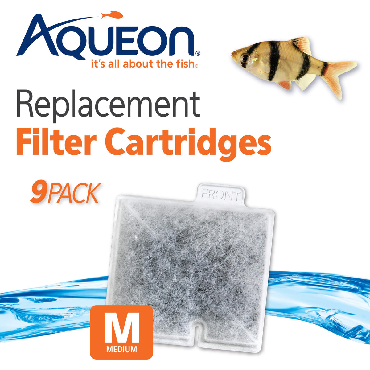 Aqueon Replacement Filter Cartridges Medium, Filter Cartridge, 6-Pack | Fish tank filter cartridge, dual-sided dense-floss with activated carbon, fits QuietFlow size 10 filters