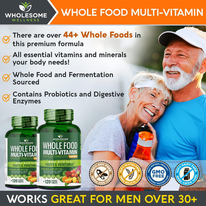 Wholesome Wellness Food Multivitamin for Men + Dr. Formulated Raw Probiotics for Women 100 Billion CFUs Bundle