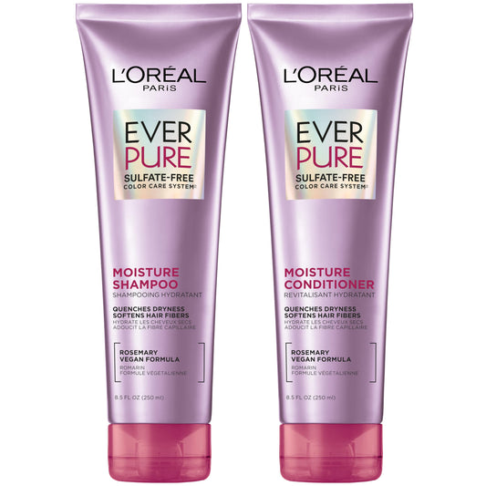 L'Oreal Paris Moisture Sulfate Free Shampoo and Conditioner Set, Hair Care for Color-Treated Hair