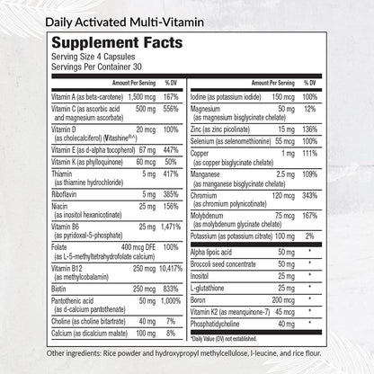 EquiLife Daily Activated Multivitamin for Women & Men, 120 Capsules | Methylated B-Vitamins | Blend of Vitamins, Minerals & Antioxidants | Supports Energy, Metabolism & Bone Health | Gluten Free