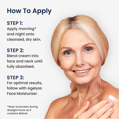 Agelyss Retinol Face Cream - 1% Retinol - Collagen, Hyaluronic Acid - 2 Fl Oz - 60mL - Pack of 1