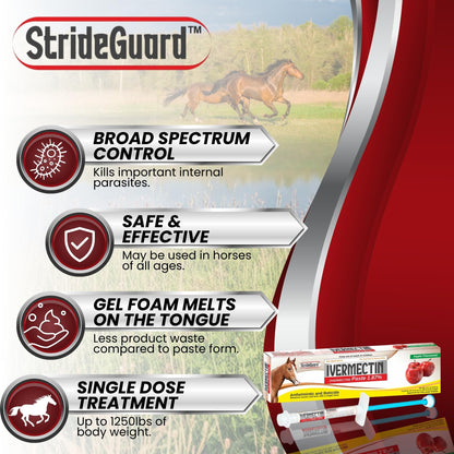 Horse Ivermectin Paste 1.87% – Apple Flavored Oral Horse Dewormer Syringe – 6.08g Tube Treats Horses Up to 1250 LB [Pack-5]