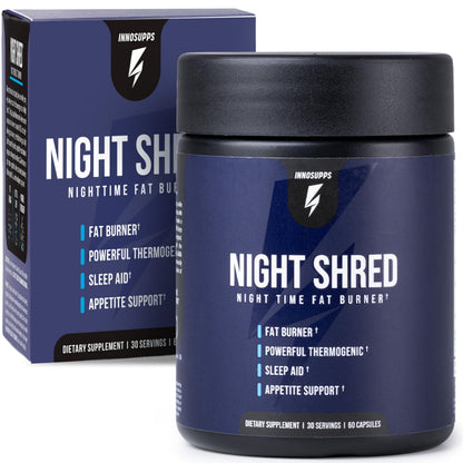 InnoSupps Night Shred Fat and Natural Sleep Support | Ashwaganda, 5-HTP, CLA, Melatonin | Appetite Suppressant