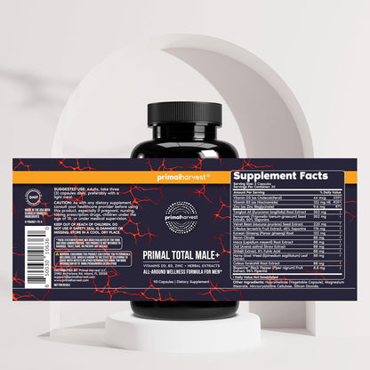 Primal Harvest Total Male+ & Magnesium Supplement Optimize Men’s Health with Targeted Nutrients for Vitality & Recovery 2 Pack Bundle