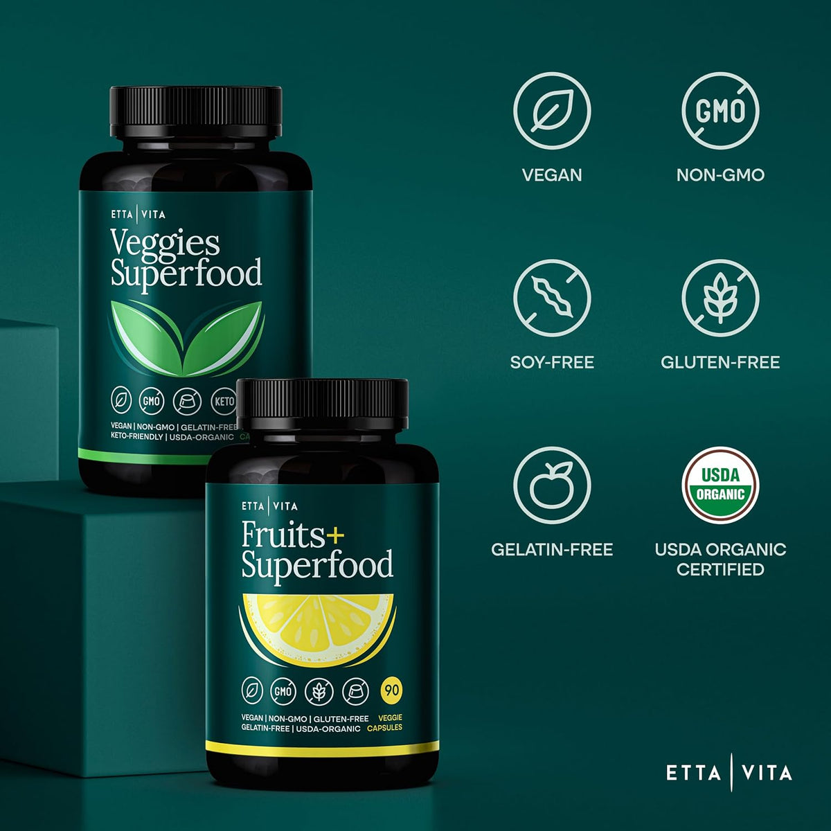 USDA Organic Fruits and Veggies Supplement, 31 Whole Foods, 180 Vegan Ct | Food berry & greens supplements blend for energy, immune & digestive support, vegan, non-GMO, gluten free, third-party tested