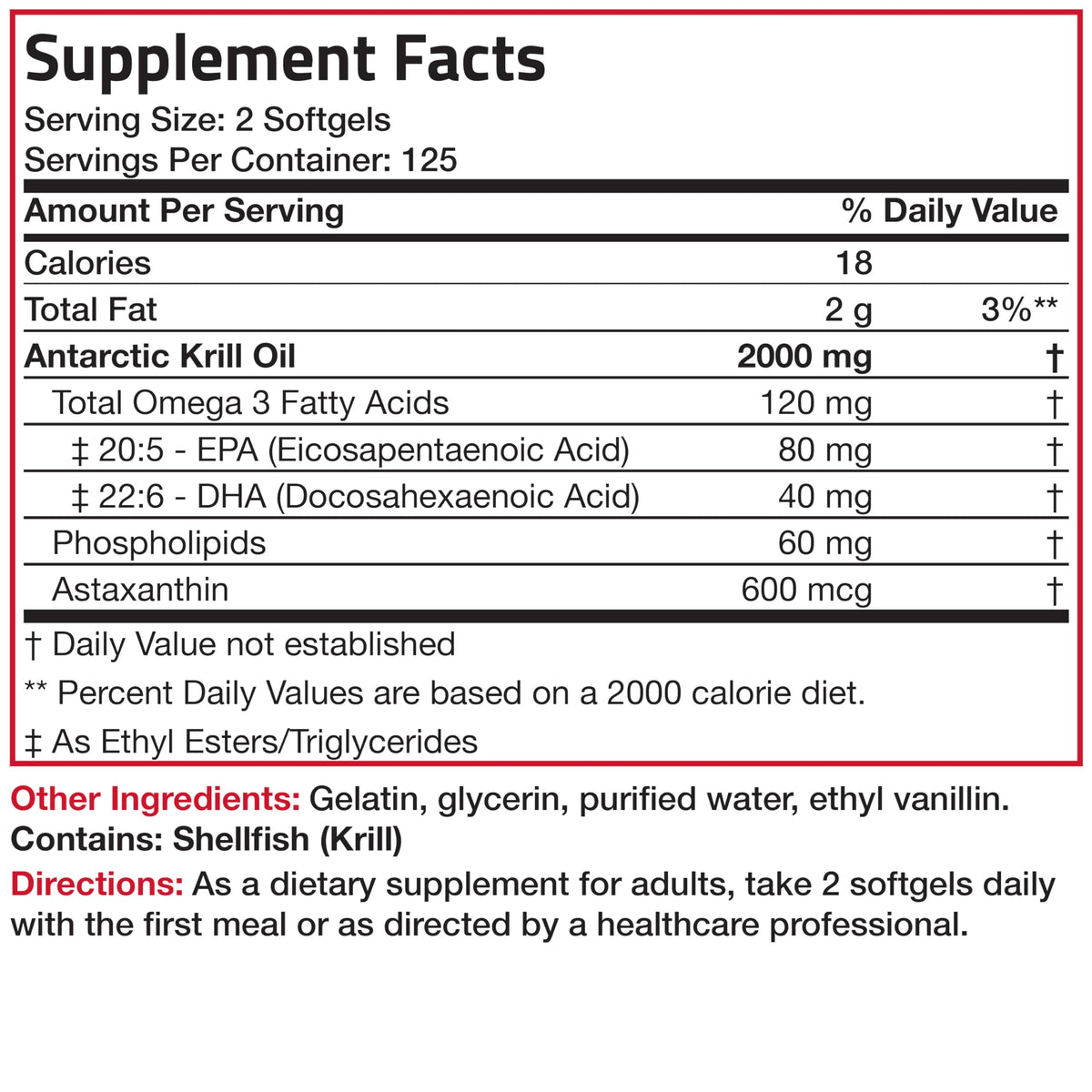 Bronson Antarctic Krill Oil 2000 mg with Omega-3s, 120 Softgels | Heavy Metal Tested, with EPA, DHA, Astaxanthin and Phospholipids, Non-GMO, Gluten Free, Soy Free