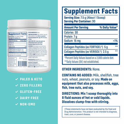 NativePath Fortigel & Verisol Joint Health Collagen Peptides Powder – Type 1 & 3, Grass-Fed Unflavored, 30 Servings