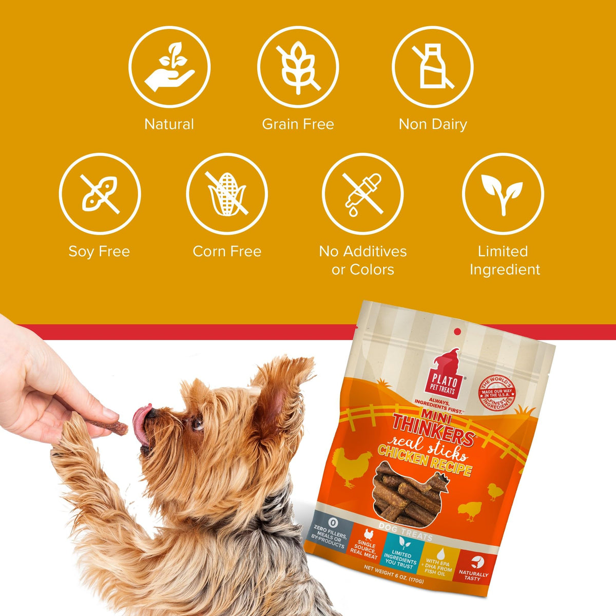 Plato Meat Sticks Salmon Dog Treats, Air-Dried High-Protein Soft Chews with Omega Fish Oil (EPA & DHA), 10 oz