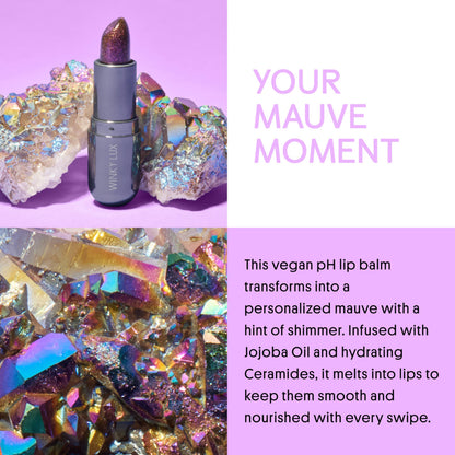Winky Lux Aurora Glimmer Balm – Nourishing pH Lip Balm with Color Changing Mauve Tint, Hydrating Ceramides Soften and Hydrates Lips, Coconut Scent