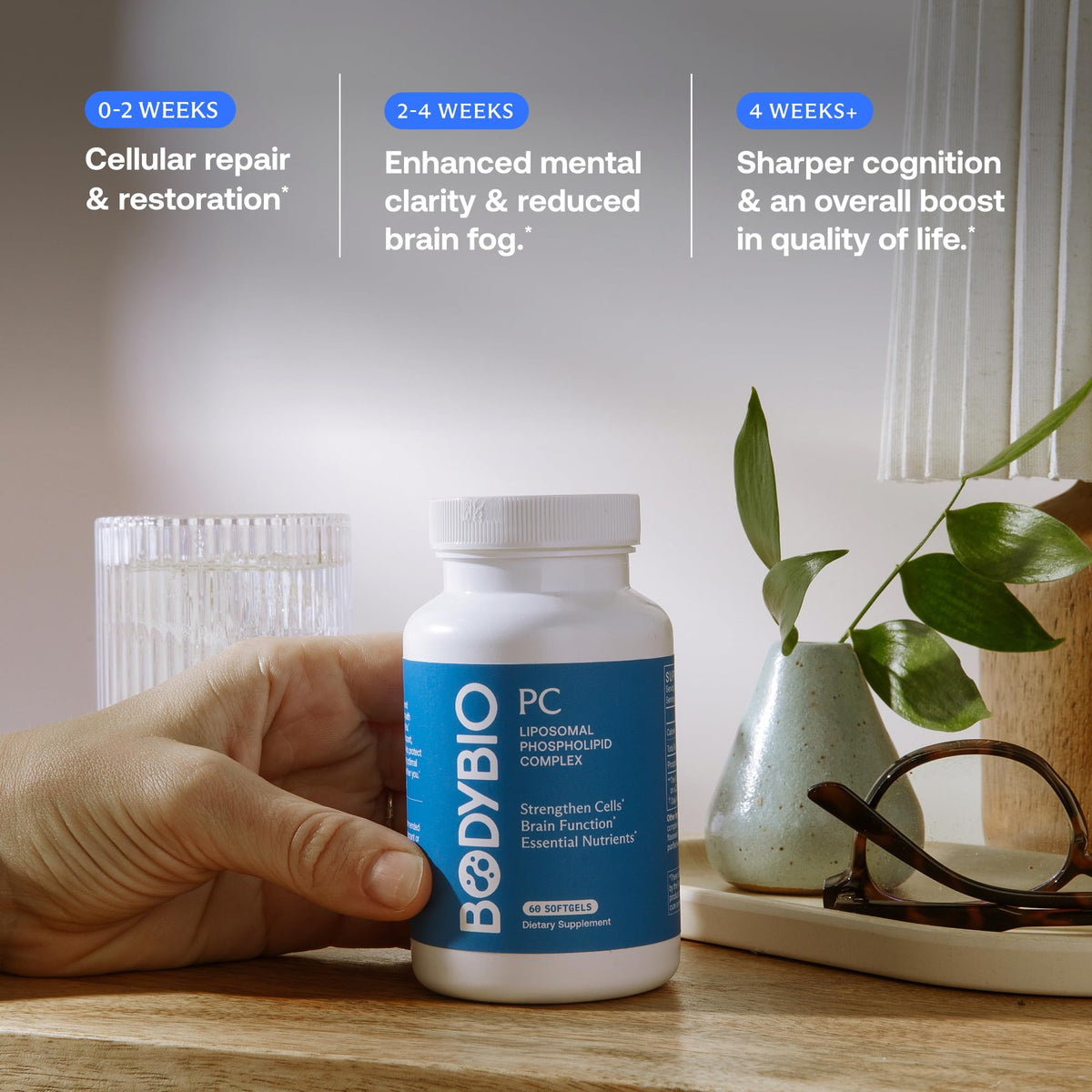BodyBio PC - Phosphatidylcholine for Brain, Cellular & Cognitive Health | Mental Clarity, Healthy Aging & Gentle Daily Detox