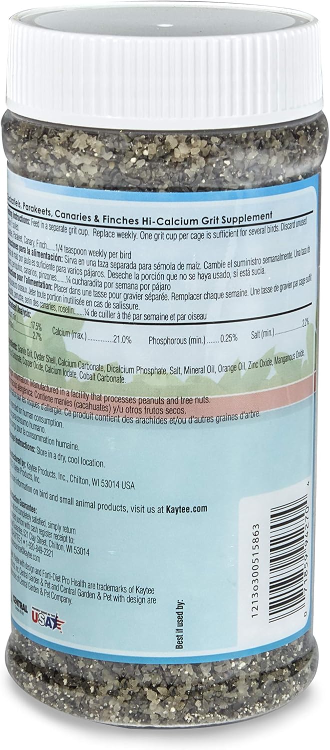 Kaytee Hi-Calcium Grit for Small Birds - Jar 21 oz | Jar