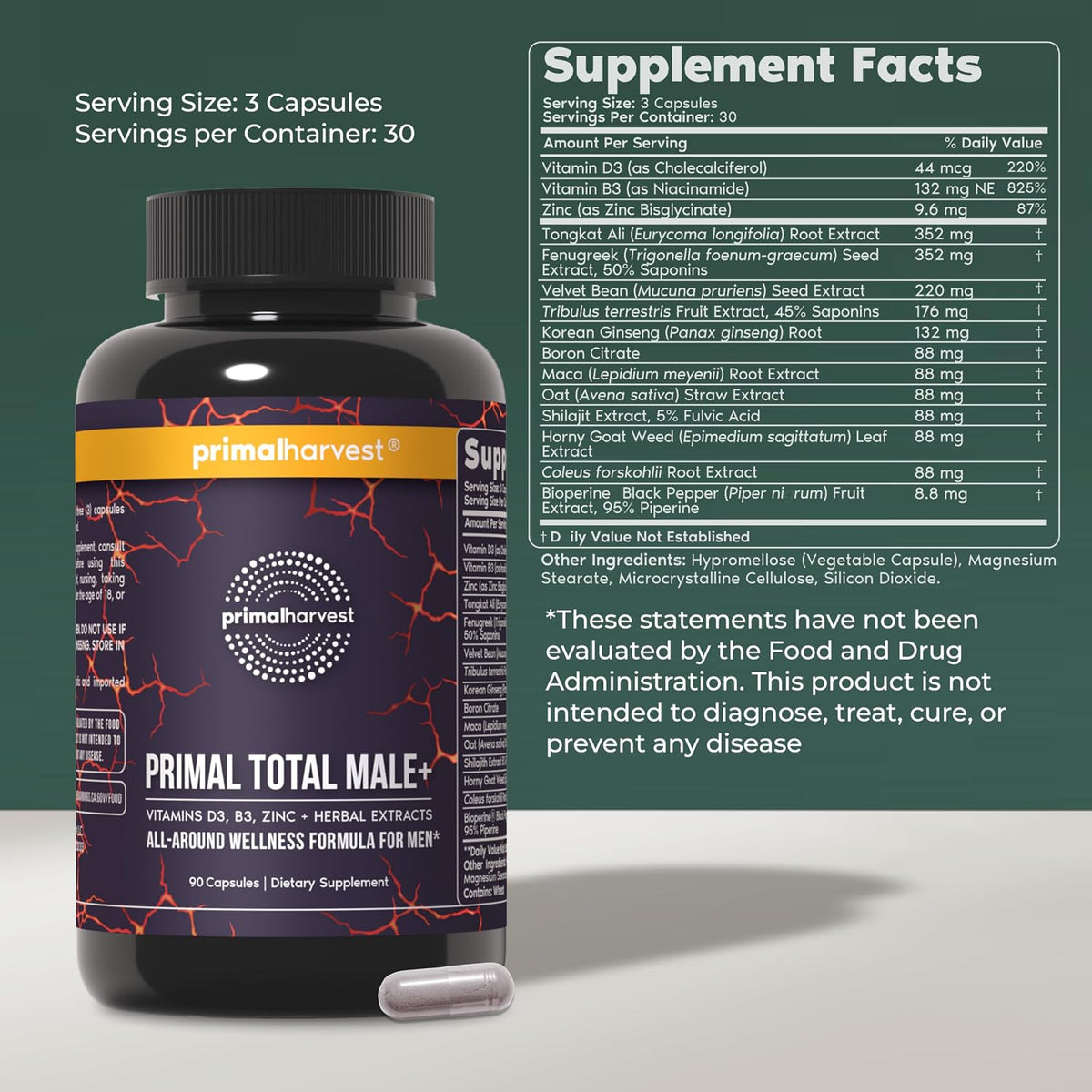 Primal Harvest Total Male+ & Magnesium Supplement Optimize Men’s Health with Targeted Nutrients for Vitality & Recovery 2 Pack Bundle