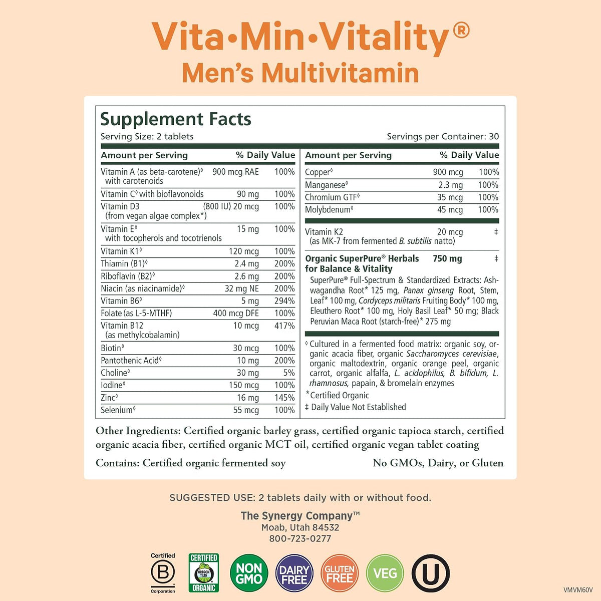 PURE SYNERGY Men’s Multivitamin, Stress, and Energy Essentials Bundle | Whole Food Multi with Adaptogens and Cordyceps | Natural Vitamin C Immune Supplement | Vegan, Non-GMO, and Organic Ingredients