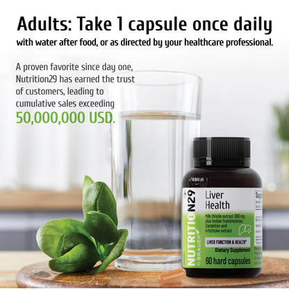 NUTRITION29 Liver Health Supplement with 300mg Milk Thistle Extract,Liver Cleanse Detox & Repair Support Formula with 85% Silymarin, Dandelion Root,