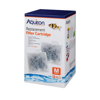 Aqueon Replacement Filter Cartridges Medium, Filter Cartridge, 6-Pack | Fish tank filter cartridge, dual-sided dense-floss with activated carbon, fits QuietFlow size 10 filters