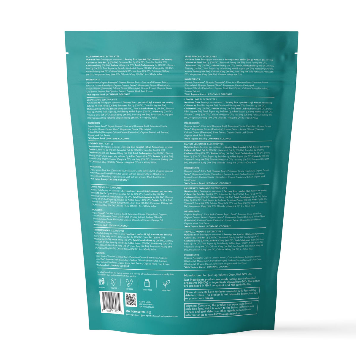 Blue Hawaiian Electrolytes Drink Mix | 30 Servings | Organic Coconut Water, Spirulina & 5 Key Electrolytes