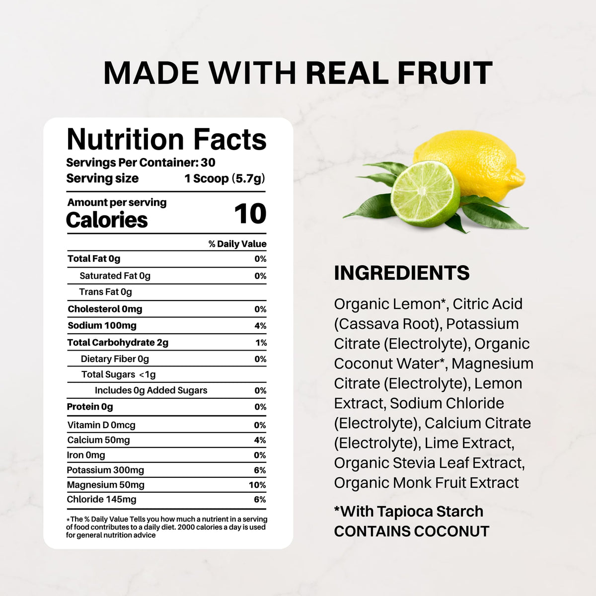 Blue Hawaiian Electrolytes Drink Mix | 30 Servings | Organic Coconut Water, Spirulina & 5 Key Electrolytes