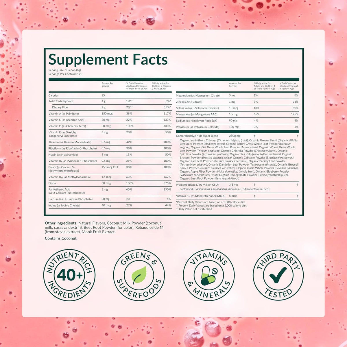 BEAM Kids Bundle, Chocolate Chip Cookie and Strawberry Milk Flavor, Multivitamin Powder – Kids Vitamins with Greens, Probiotic & Prebiotic, Immune Support for Children & Toddlers