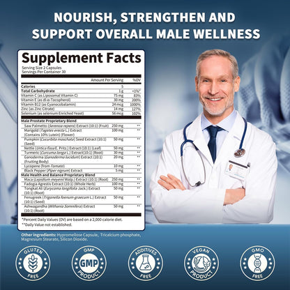 Prostate Health Supplements for Men - Urinary Tract Health, Support 60 CT