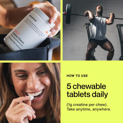 Momentous Creatine Chews - Creatine Monohydrate - Supports Strength, Lean Muscle, & Recovery for Men & Women - NSF Certified for Sport - 150 Chewable Tablets - Lemon Lime