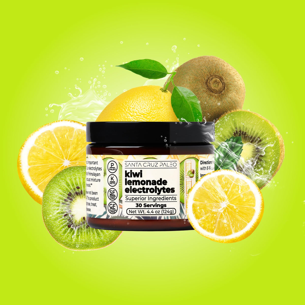 Santa Cruz Paleo Electrolyte Powder, Cherry Limeade, Sugar Free Hydration Drink Mix with Himalayan Pink Salt, Sea Salt, Magnesium Glycinate, Potassium Chloride, Sweetened with Stevia, 30 Servings