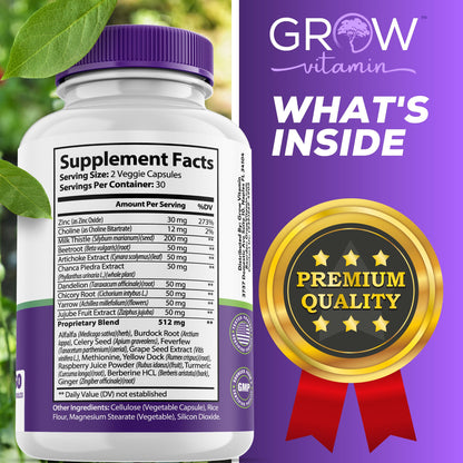 grow vitamin Liver Cleanse Detox Capsules w/Unique Blend of Milk Thistle, Artichoke & Dandelion Extract - Liver Supplement Includes