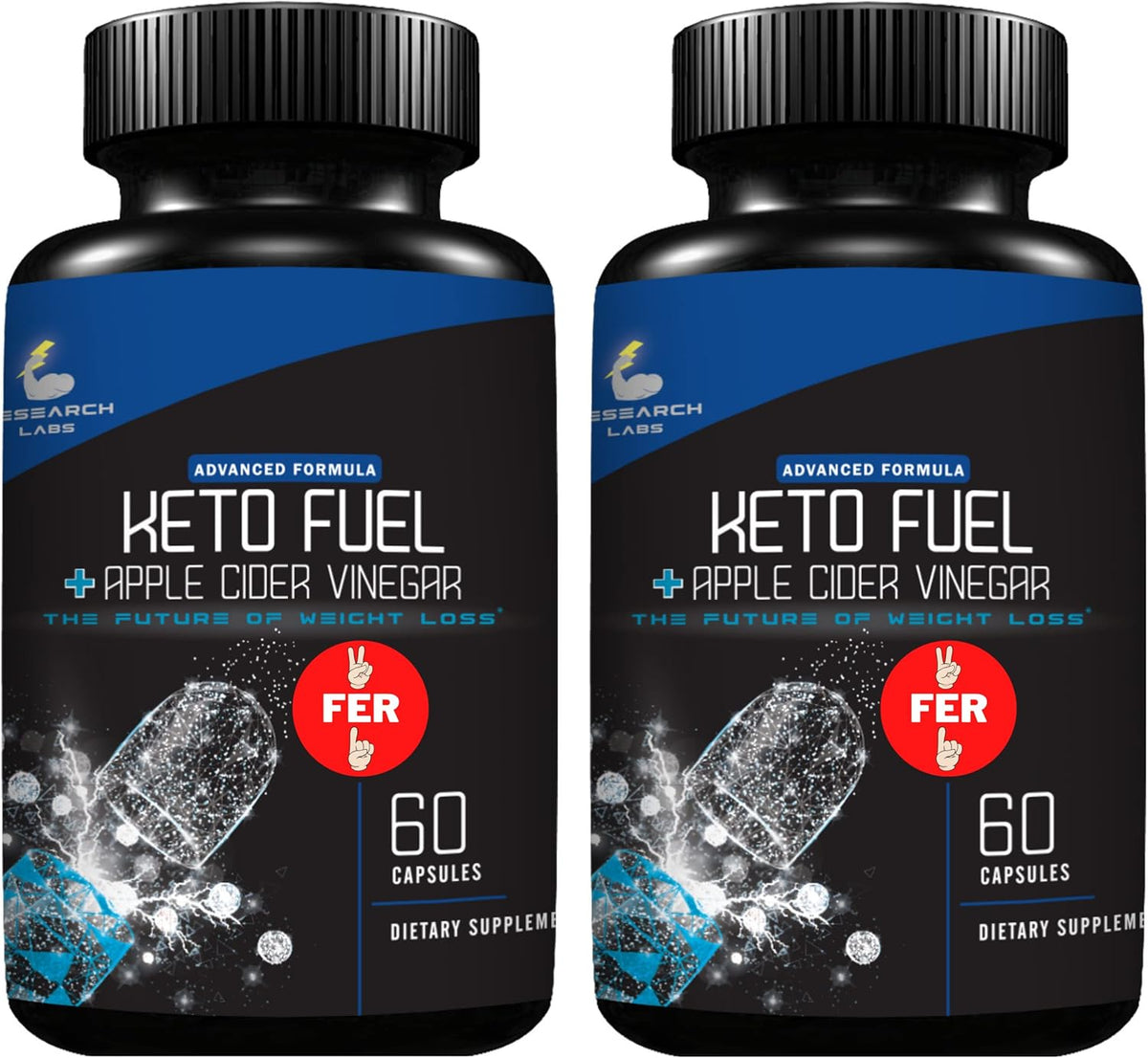 Research Labs 2 fer 1 Ad Keto Diet Pills Detox Cleanse & Support w/Apple Cider Vinegar 120 Count Proprietary Ketones, Hunger Suppressant Weight Loss Diet Pills